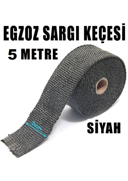 Egzoz Yanmaz Sargı Keçesi 5 Metre Siyah